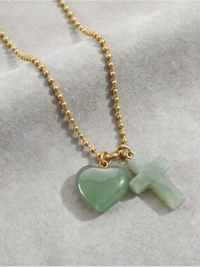 Green Jade Cross necklace S1369